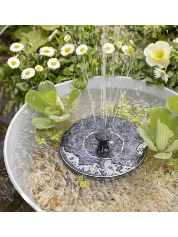 GORANDO Gartendekoration<LED Solar Teichpumpe leuchtend schwimmende Fontäne D: 16cm in schwarz