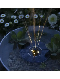 GORANDO Gartendekoration<LED Solar Teichpumpe leuchtend schwimmende Fontäne D: 16cm in schwarz