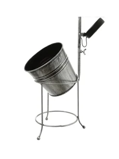 MARELIDA Lichterketten & Dekobeleuchtung<LED Solar Wasserhahn mit Blumentopf Gartendeko H: 60cm silber