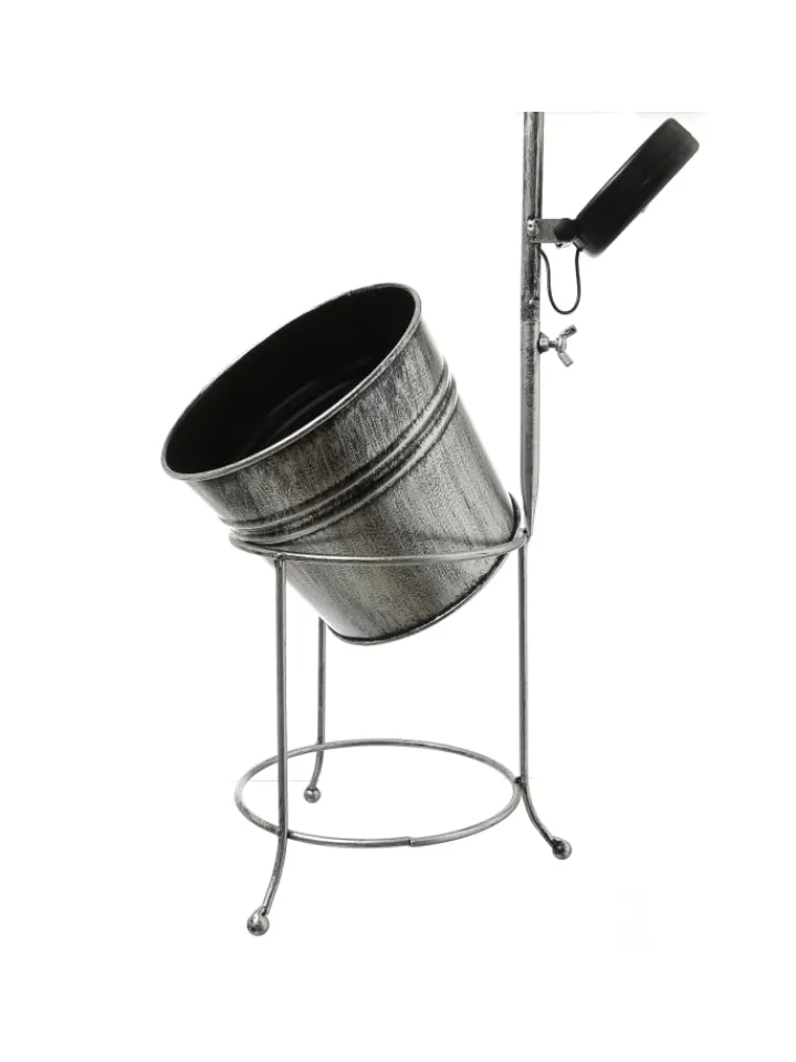 MARELIDA Lichterketten & Dekobeleuchtung<LED Solar Wasserhahn mit Blumentopf Gartendeko H: 60cm silber