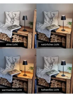 Coen Bakker Tischleuchten<LED Tischlampe dimmbar Touch Farbwechsler IP44 Innen & Außen 36,5x11cm Schwarz