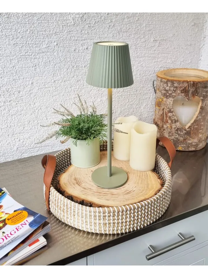 Coen Bakker Tischleuchten<LED Tischlampe dimmbar Touch Farbwechsler IP44 Innen & Außen 36,5x11cm in Grün