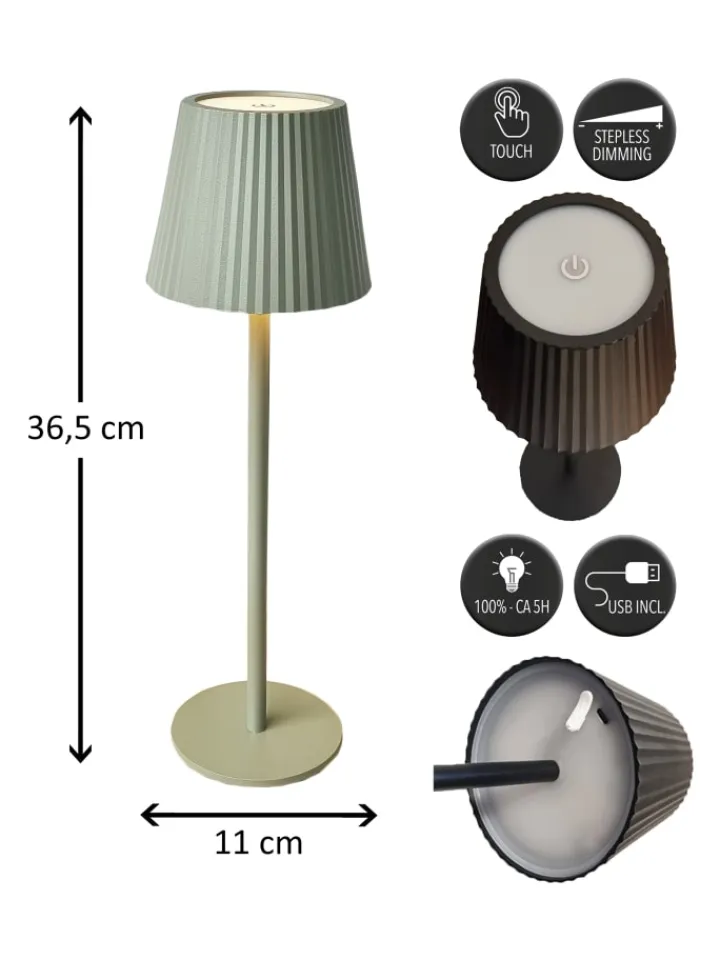 Coen Bakker Tischleuchten<LED Tischlampe dimmbar Touch Farbwechsler IP44 Innen & Außen 36,5x11cm in Grün
