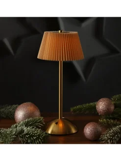 MARELIDA Tischleuchten<LED Tischlampe mit Schirm aufladbar dimmbar 3 Lichtfarben H: 30,5cm braun