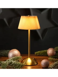 MARELIDA Tischleuchten<LED Tischlampe mit Schirm aufladbar dimmbar 3 Lichtfarben H: 30,5cm braun