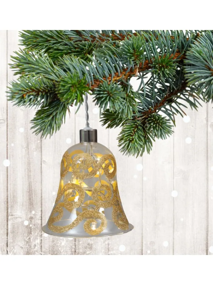 näve Weihnachtsschmuck<LED Weihnachtsartikel "GLOCKE" in gold - (L)11 cm x (B)11 cm x (H)13 cm