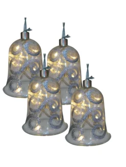 näve Weihnachtsschmuck<LED Weihnachtsartikel "GLOCKE" in silber - (L)11 cm x (B)11 cm x (H)13 cm