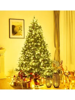 COSTWAY Künstliche Weihnachtsbäume<LED Weihnachtsbaum künstlich in Grün