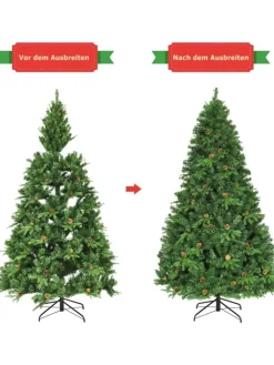 COSTWAY Künstliche Weihnachtsbäume<LED Weihnachtsbaum künstlich in Grün