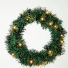MARELIDA Künstliche Weihnachtsbäume<LED Weihnachtsset für Haustür Kranz und 2 Tannenbäume beleuchtet in grün