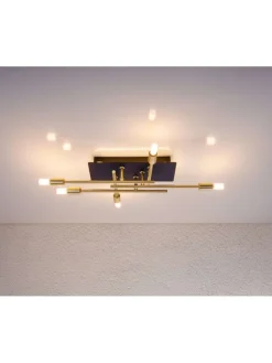 näve Decken- & Hängeleuchten<LED-Deckenleuchte "Ancona" in Schwarz/ Gold - (B)45 x (H)10 x (T)25 cm