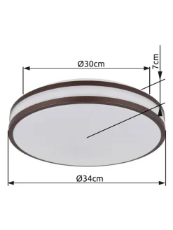 Globo lighting Decken- & Hängeleuchten<LED-Deckenleuchte "Betha" in Braun/ Weiß - (H)7 x Ø 34 cm
