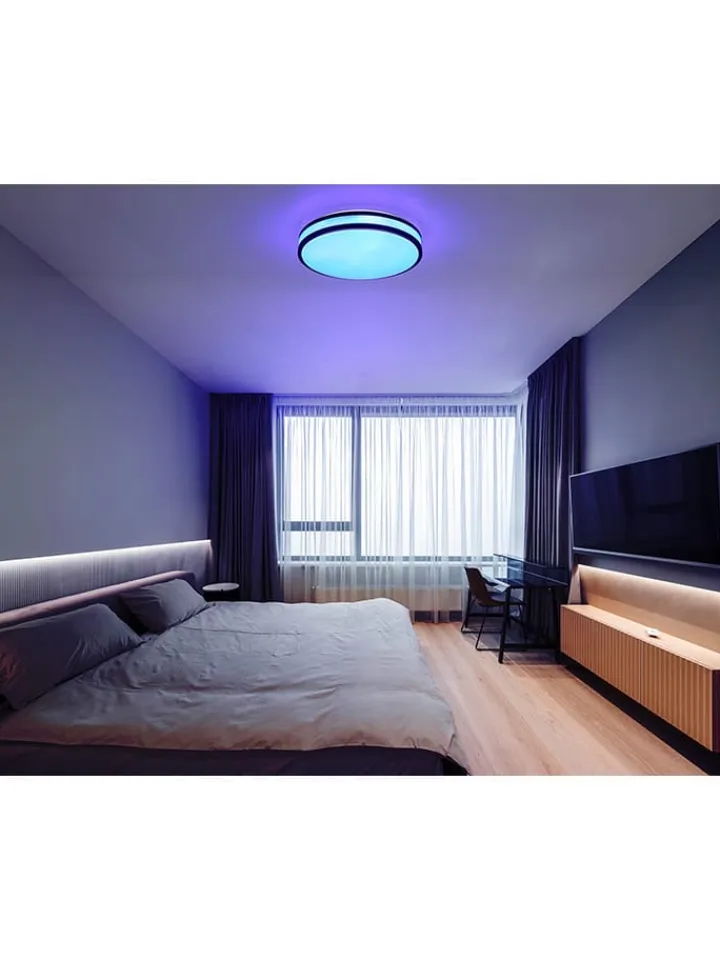 Globo lighting Decken- & Hängeleuchten<LED-Deckenleuchte "Betha" in Braun/ Weiß - (H)7 x Ø 34 cm