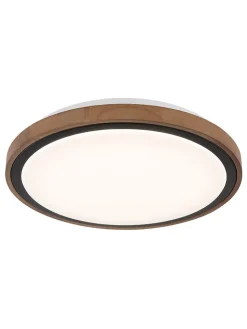 Globo lighting Decken- & Hängeleuchten<LED-Deckenleuchte "Bruno" in Hellbraun/ Weiß - (H)9,5 x Ø 36 cm