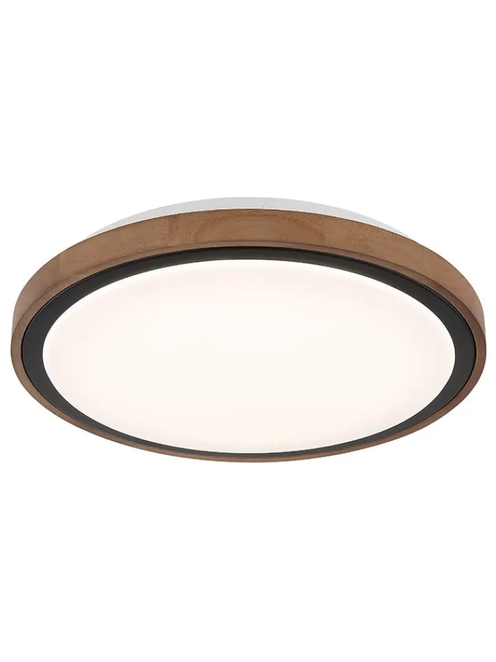 Globo lighting Decken- & Hängeleuchten<LED-Deckenleuchte "Bruno" in Hellbraun/ Weiß - (H)9,5 x Ø 36 cm