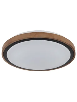 Globo lighting Decken- & Hängeleuchten<LED-Deckenleuchte "Bruno" in Hellbraun/ Weiß - (H)9,5 x Ø 36 cm