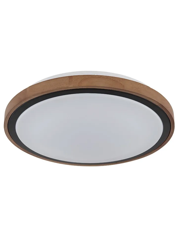 Globo lighting Decken- & Hängeleuchten<LED-Deckenleuchte "Bruno" in Hellbraun/ Weiß - (H)9,5 x Ø 36 cm