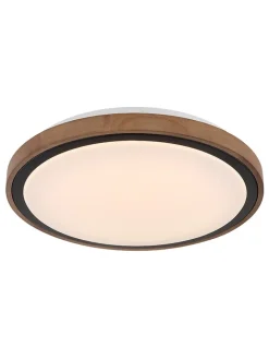 Globo lighting Decken- & Hängeleuchten<LED-Deckenleuchte "Bruno" in Hellbraun/ Weiß - (H)9,5 x Ø 36 cm