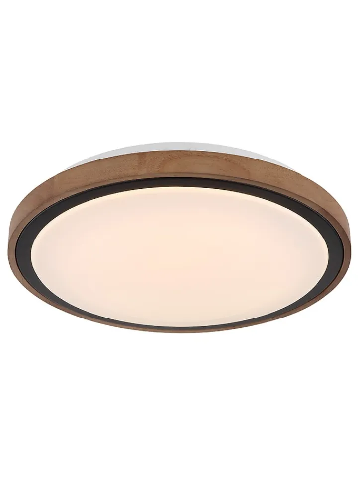 Globo lighting Decken- & Hängeleuchten<LED-Deckenleuchte "Bruno" in Hellbraun/ Weiß - (H)9,5 x Ø 36 cm