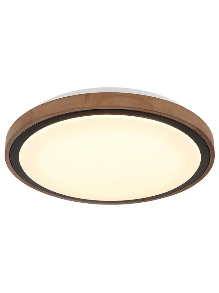 Globo lighting Decken- & Hängeleuchten<LED-Deckenleuchte "Bruno" in Hellbraun/ Weiß - (H)9,5 x Ø 36 cm