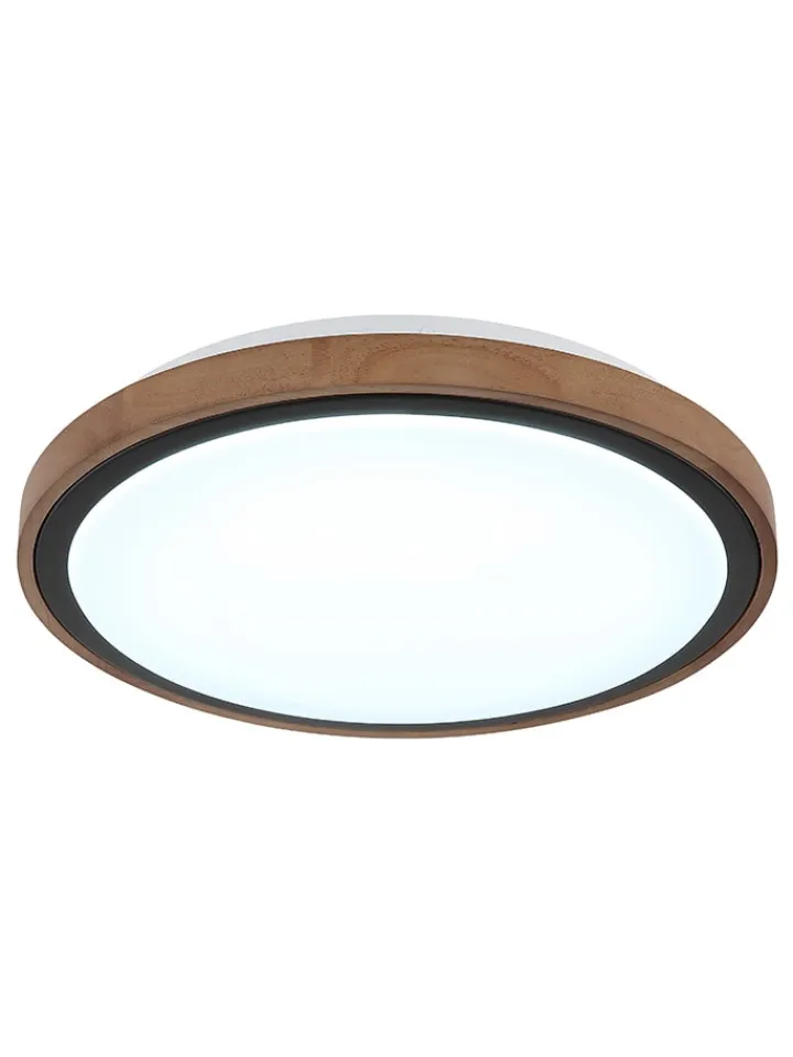 Globo lighting Decken- & Hängeleuchten<LED-Deckenleuchte "Bruno" in Hellbraun/ Weiß - (H)9,5 x Ø 36 cm