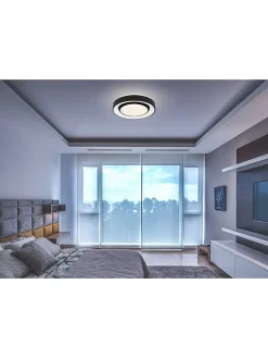 Globo lighting Decken- & Hängeleuchten<LED-Deckenleuchte in Schwarz/ Weiß - (H)7,5 x Ø 38 cm