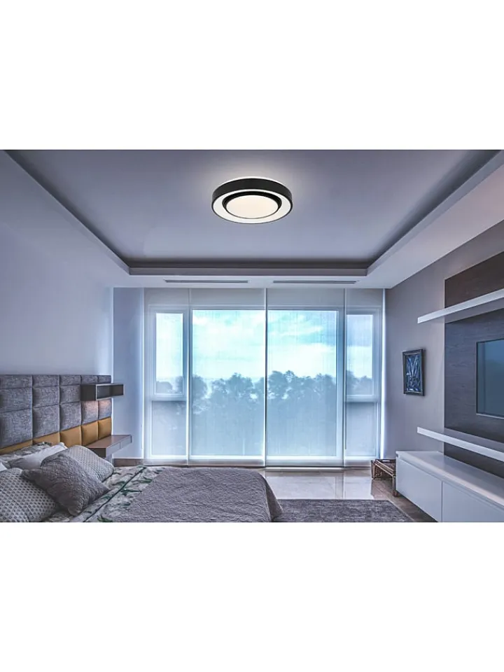 Globo lighting Decken- & Hängeleuchten<LED-Deckenleuchte in Schwarz/ Weiß - (H)7,5 x Ø 38 cm