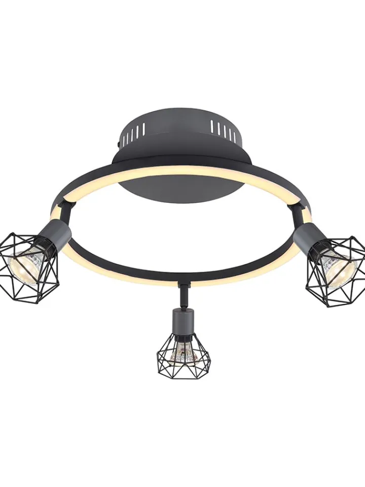 Globo lighting Decken- & Hängeleuchten<LED-Deckenleuchte "Jutta" in Anthrazit/ Gold - (L)46 x (B)38,5 x (H)20 cm