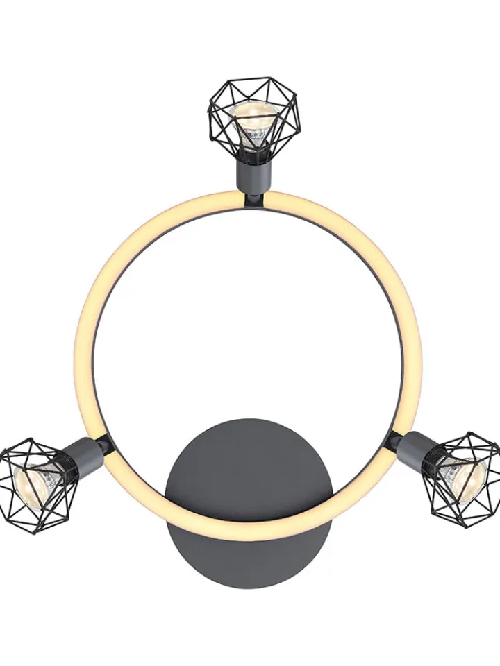 Globo lighting Decken- & Hängeleuchten<LED-Deckenleuchte "Jutta" in Anthrazit/ Gold - (L)46 x (B)38,5 x (H)20 cm