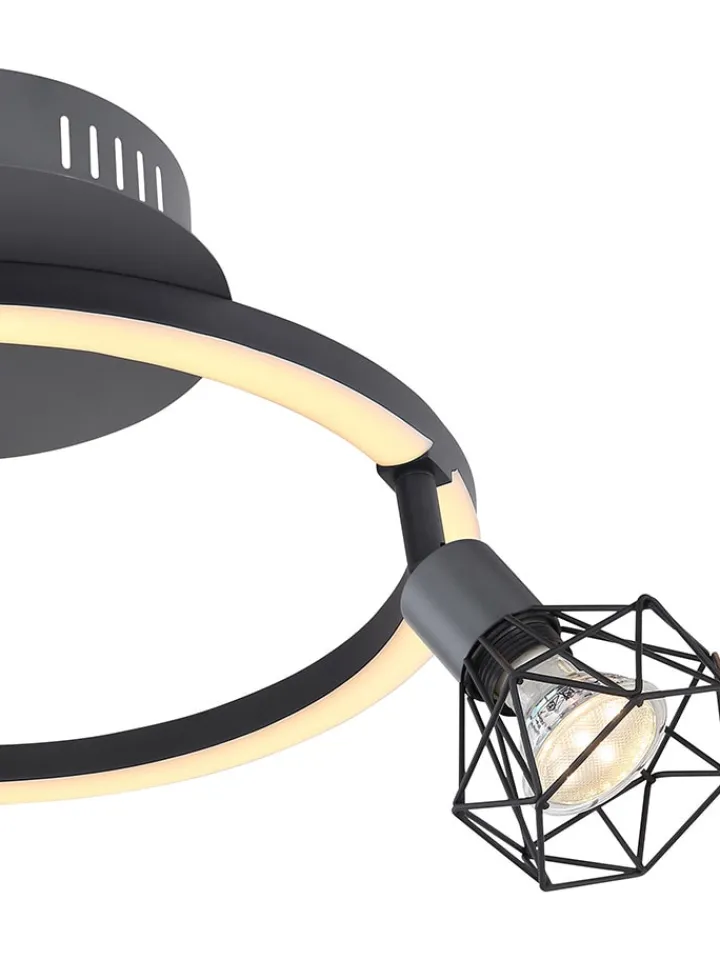 Globo lighting Decken- & Hängeleuchten<LED-Deckenleuchte "Jutta" in Anthrazit/ Gold - (L)46 x (B)38,5 x (H)20 cm