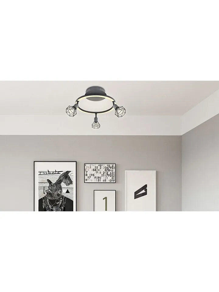 Globo lighting Decken- & Hängeleuchten<LED-Deckenleuchte "Jutta" in Anthrazit/ Gold - (L)46 x (B)38,5 x (H)20 cm