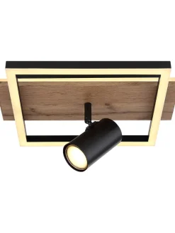 Globo lighting Decken- & Hängeleuchten<LED-Deckenleuchte "Kassu" in Hellbraun/ Schwarz - (L)72 x (B)27 x (H)18 cm
