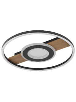 Globo lighting Decken- & Hängeleuchten<LED-Deckenleuchte "Pikara" in Schwarz/ Hellbraun - (H)5,5 x Ø 40,5 cm