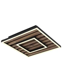 Globo lighting Decken- & Hängeleuchten<LED-Deckenleuchte "Woody" in Braun - (B)30 x (H)6 x (T)30 cm