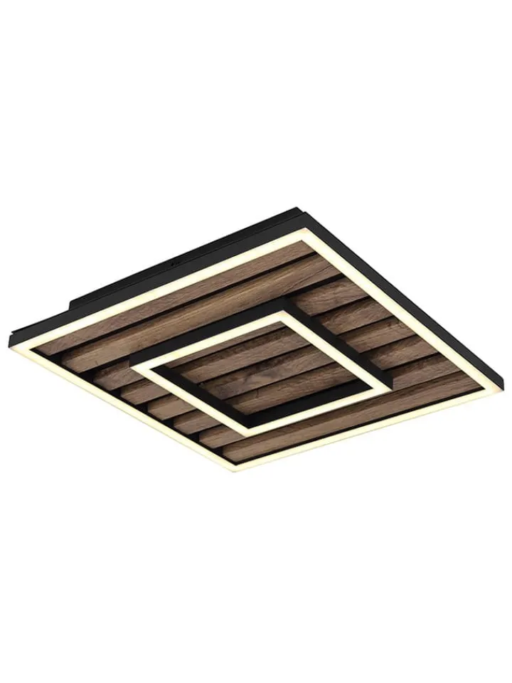 Globo lighting Decken- & Hängeleuchten<LED-Deckenleuchte "Woody" in Braun - (B)30 x (H)6 x (T)30 cm