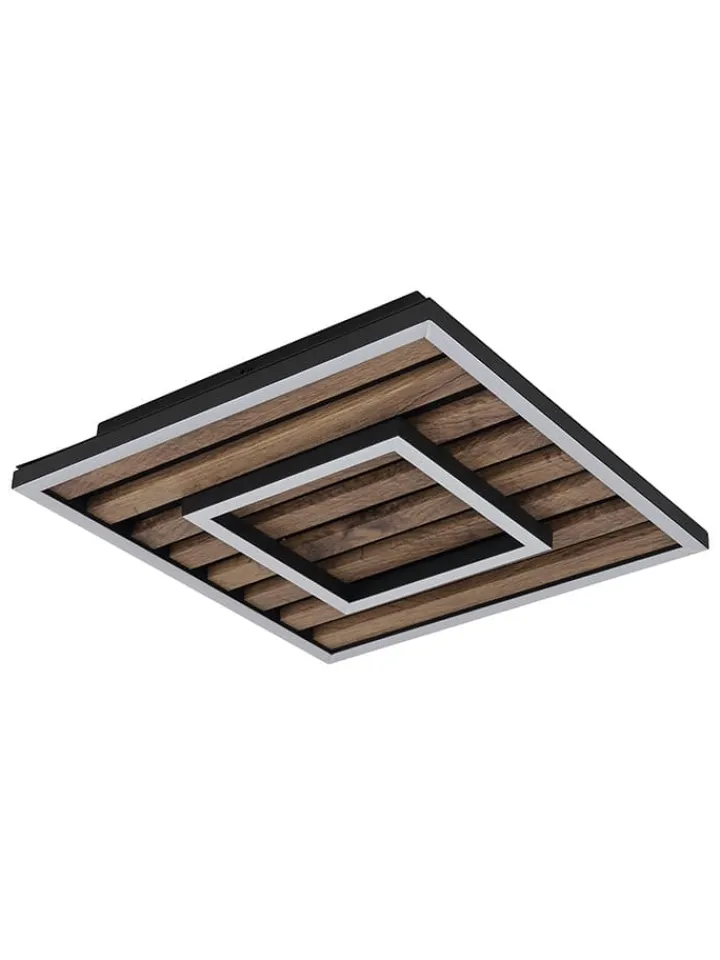 Globo lighting Decken- & Hängeleuchten<LED-Deckenleuchte "Woody" in Braun - (B)30 x (H)6 x (T)30 cm