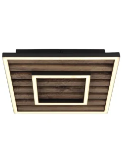 Globo lighting Decken- & Hängeleuchten<LED-Deckenleuchte "Woody" in Braun - (B)30 x (H)6 x (T)30 cm