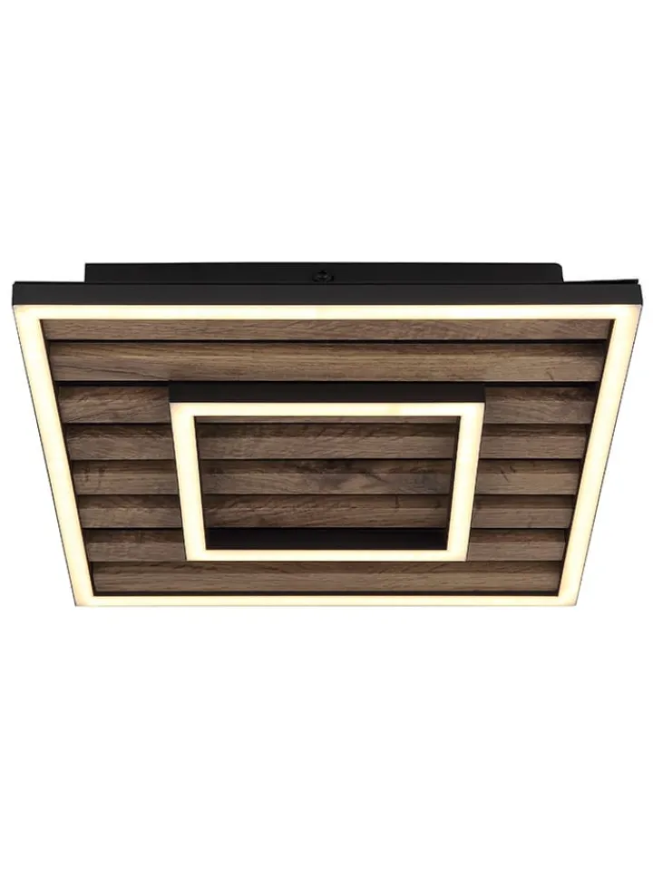 Globo lighting Decken- & Hängeleuchten<LED-Deckenleuchte "Woody" in Braun - (B)30 x (H)6 x (T)30 cm