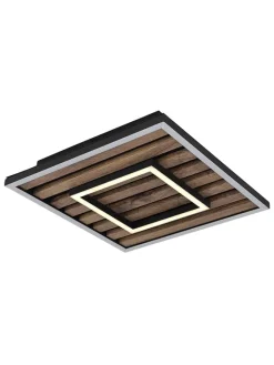 Globo lighting Decken- & Hängeleuchten<LED-Deckenleuchte "Woody" in Braun - (B)30 x (H)6 x (T)30 cm