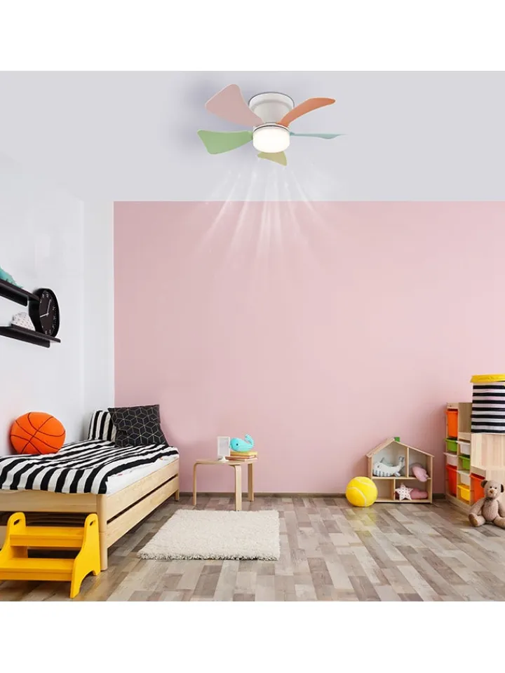Globo lighting Klima & Haushalt<LED-Deckenventilator "Hinea" in Weiß/ Bunt - (H)13 x Ø 40,6 cm