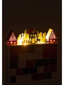 J Line Adventskalender<LED-Deko-Adventskalendar in Rot/ Grün/ Weiß - (B)38 x (H)41 cm
