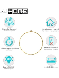 WellHome Wohndekoration<LED-Dekoanhänger in Gold - Ø 30 cm