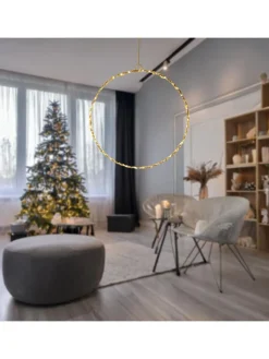 WellHome Wohndekoration<LED-Dekoanhänger in Gold - Ø 30 cm