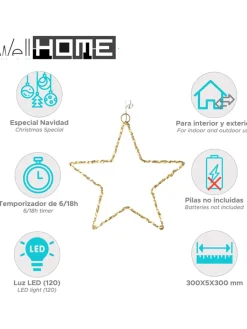 WellHome Wohndekoration<LED-Dekoanhänger in Gold - Ø 30 cm