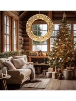 WellHome Wohndekoration<LED-Dekoanhänger in Gold - Ø 40 cm