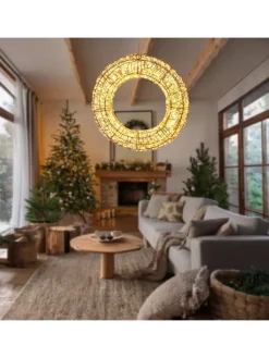 WellHome Wohndekoration<LED-Dekoanhänger in Gold - Ø 38 cm