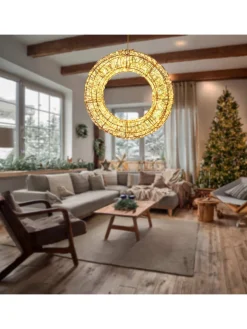 WellHome Wohndekoration<LED-Dekoanhänger in Gold - Ø 38 cm
