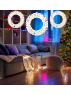 WellHome Wohndekoration<LED-Dekoanhänger in Silber - Ø 30 cm