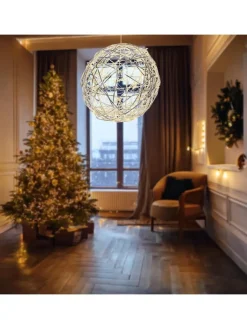 WellHome Wohndekoration<LED-Dekoanhänger in Silber - Ø 25 cm