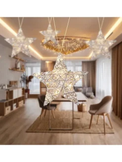 WellHome Wohndekoration<LED-Dekoanhänger in Weiß - Ø 30 cm